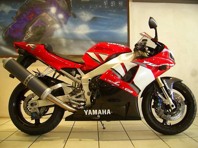 Red and White Yamaha YZF R1