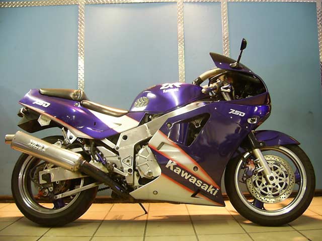 Blue and Silver Kawasaki ZXR750