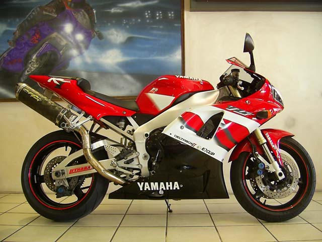 Red and White Yamaha YZF R1